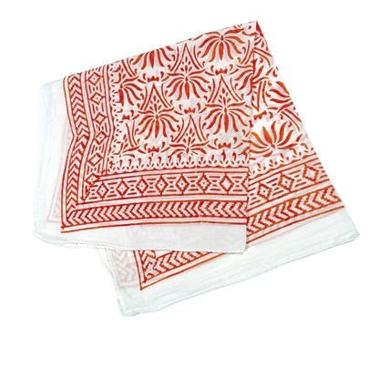 JAIPUR Hand Block Printed, Cotton Voile Bandana – 54 x 54 cms WARM