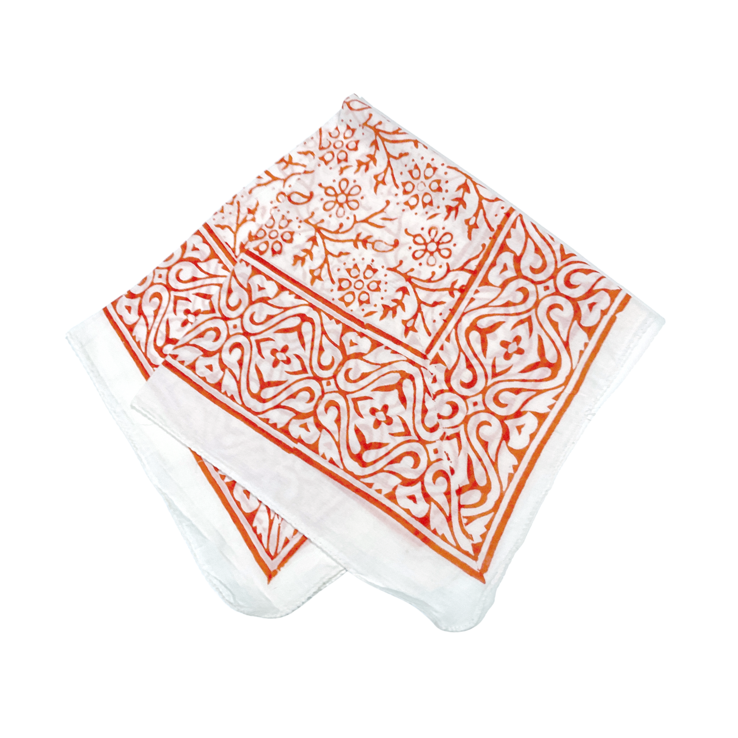 JAIPUR Hand Block Printed, Cotton Voile Bandana – 54 x 54 cms WARM