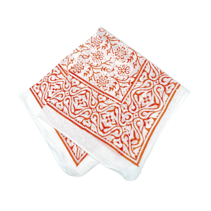 JAIPUR Hand Block Printed, Cotton Voile Bandana – 54 x 54 cms WARM
