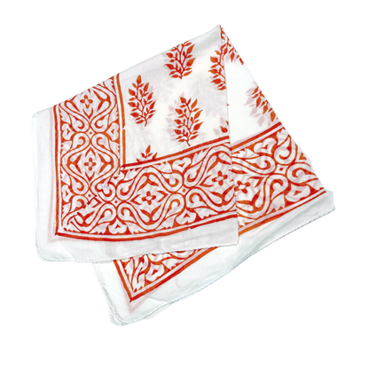 JAIPUR Hand Block Printed, Cotton Voile Bandana – 54 x 54 cms WARM