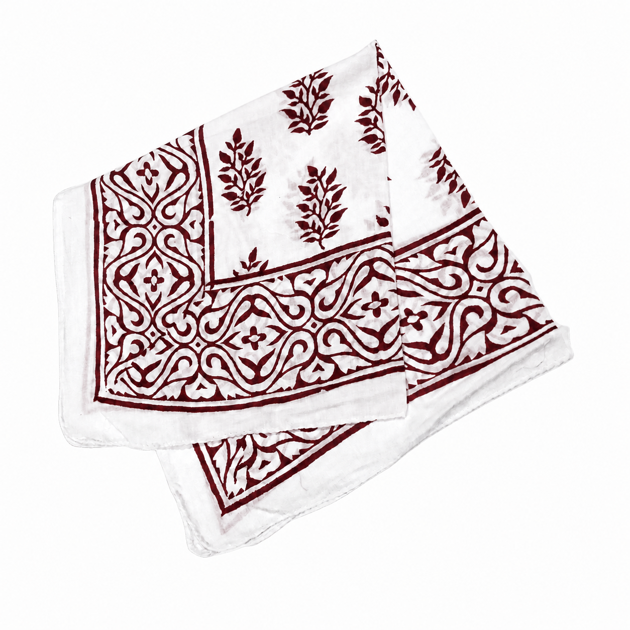 JAIPUR Hand Block Printed Cotton Voile Bandana – 54 x 54 cms