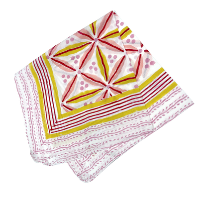 JAIPUR Hand Block Printed, Cotton Voile Bandana – 54 x 54 cms WARM COLOURS