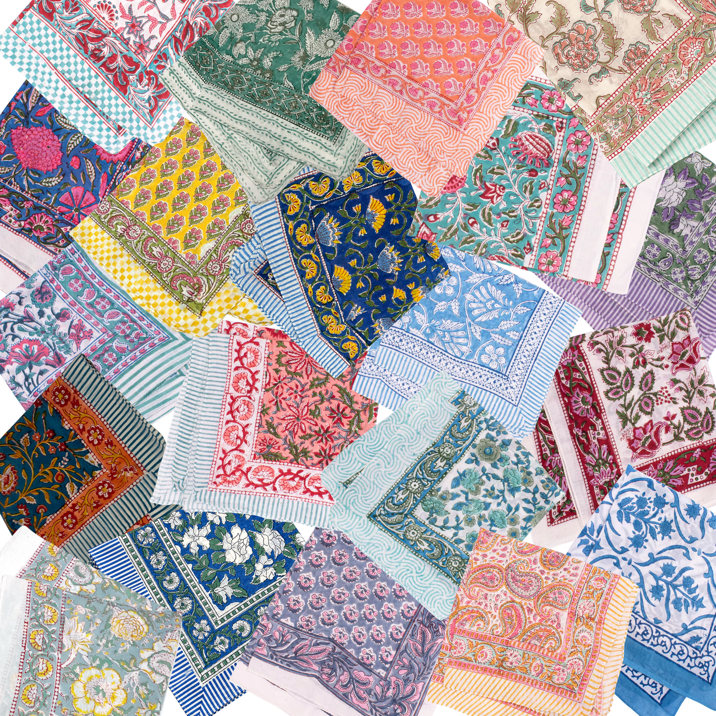 JAIPUR Hand Block Printed Cotton Voile Bandana – 54 x 54 cms