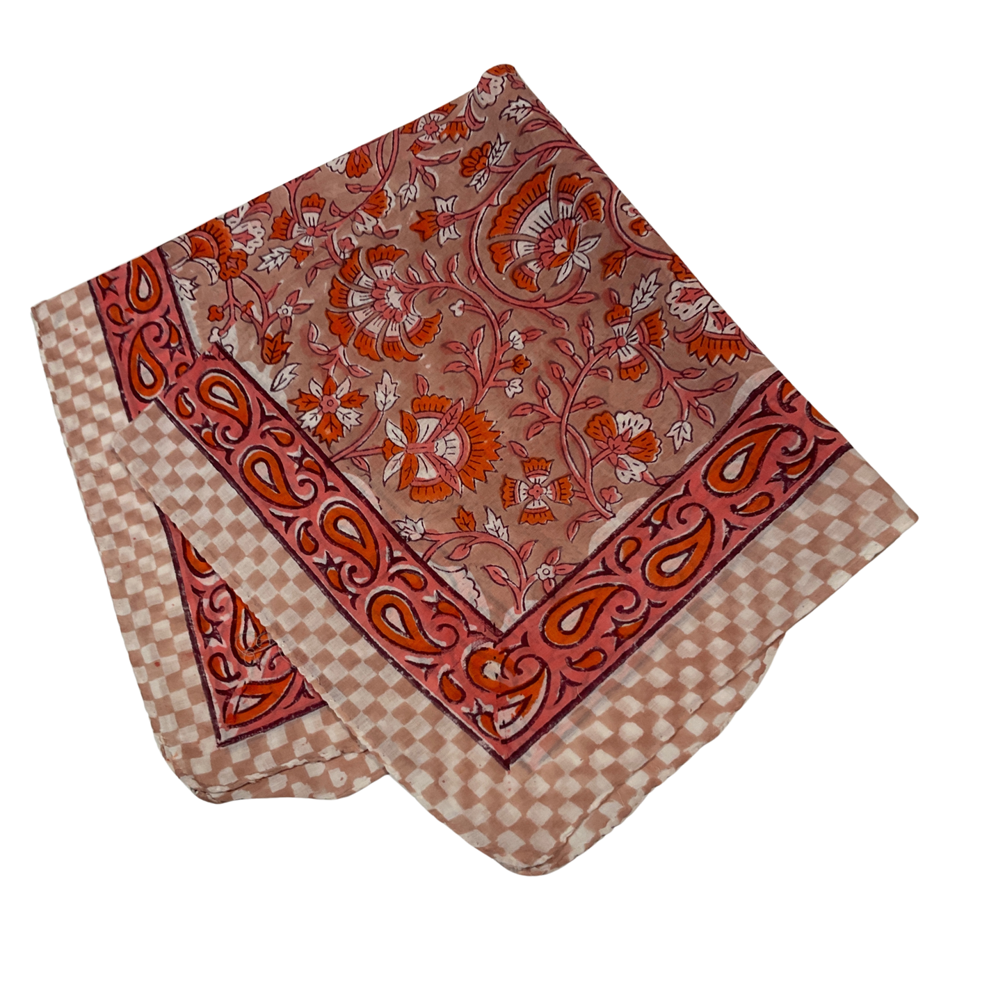 JAIPUR Hand Block Printed, Cotton Voile Bandana – 54 x 54 cms