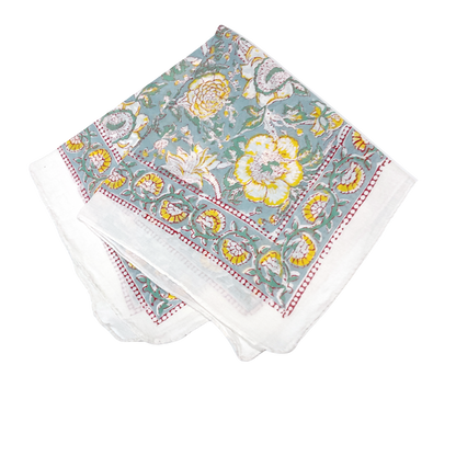 JAIPUR Hand Block Printed, Cotton Voile Bandana – 54 x 54 cms GREENS