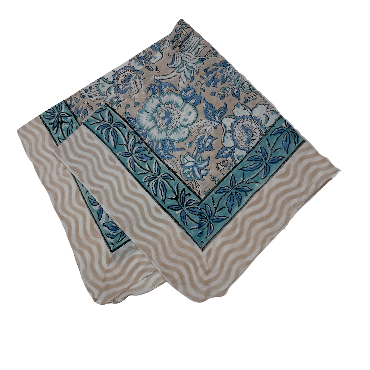 JAIPUR Hand Block Printed, Cotton Voile Bandana – 54 x 54 cms