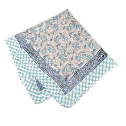 JAIPUR Hand Block Printed, Cotton Voile Bandana – 54 x 54 cms BLUES