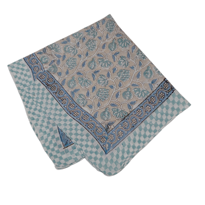 JAIPUR Hand Block Printed, Cotton Voile Bandana – 54 x 54 cms GREENS