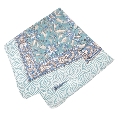 JAIPUR Hand Block Printed, Cotton Voile Bandana – 54 x 54 cms GREENS