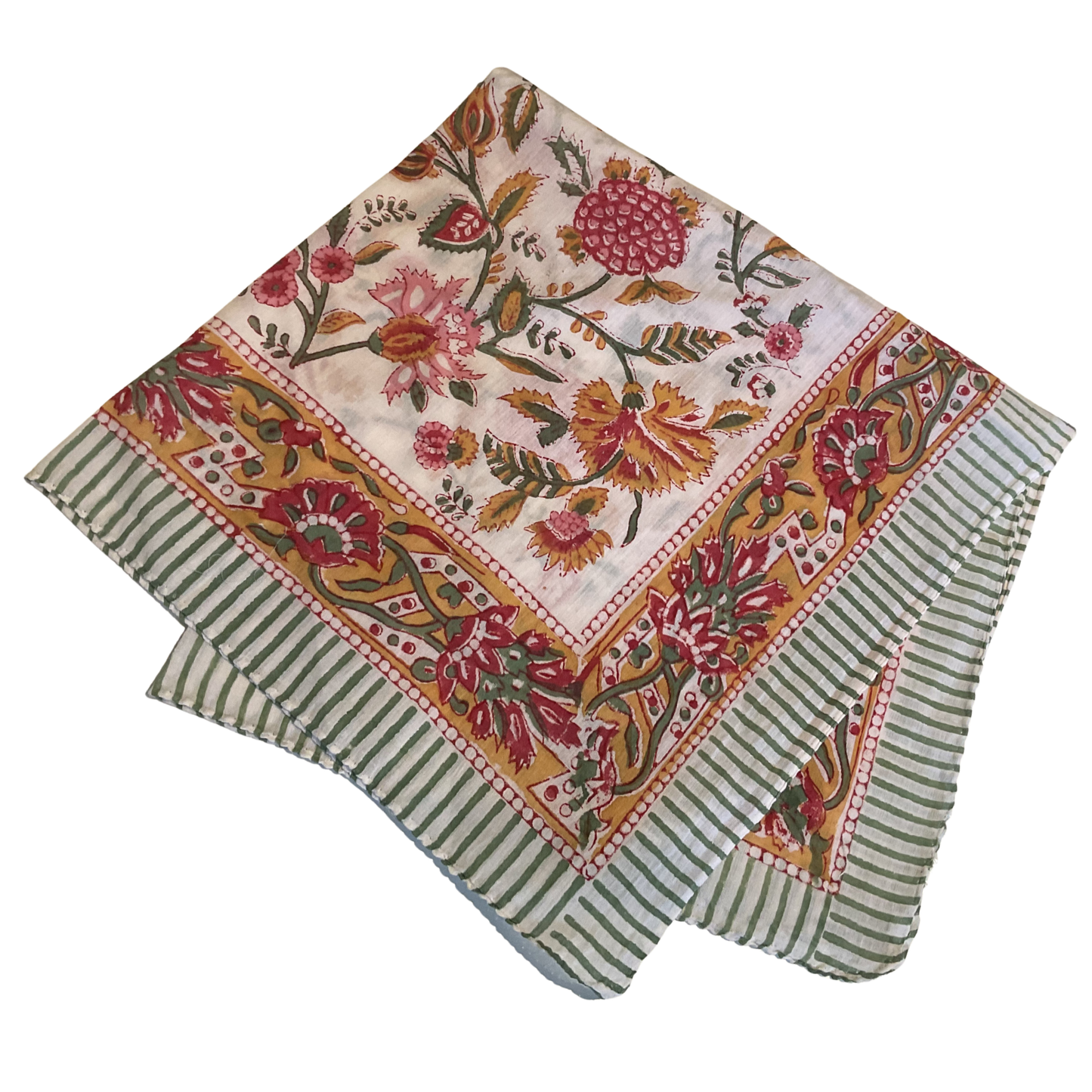 JAIPUR Hand Block Printed Cotton Voile Bandana – 54 x 54 cms