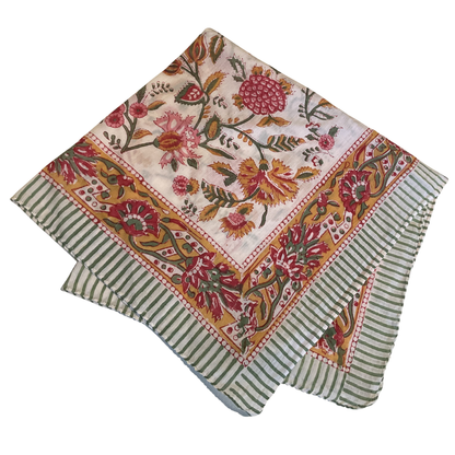 JAIPUR Hand Block Printed Cotton Voile Bandana – 54 x 54 cms