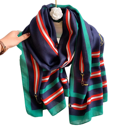 GENOA 180 Horse Design Linen Look Scarf - 180 x 90 cms