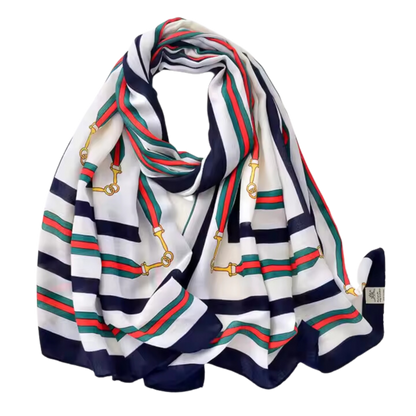 GENOA 180 Horse Design Linen Look Scarf - 180 x 90 cms
