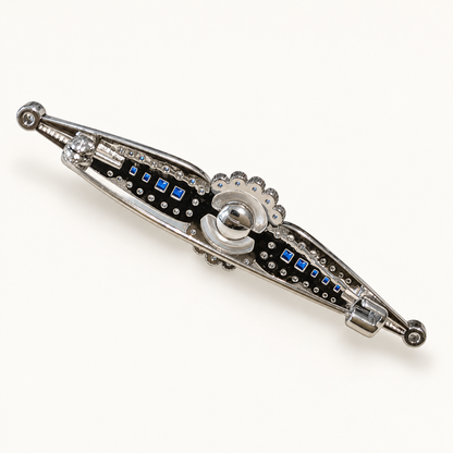 RENO Zircon and Pearl Stock Pin or Bar Brooch