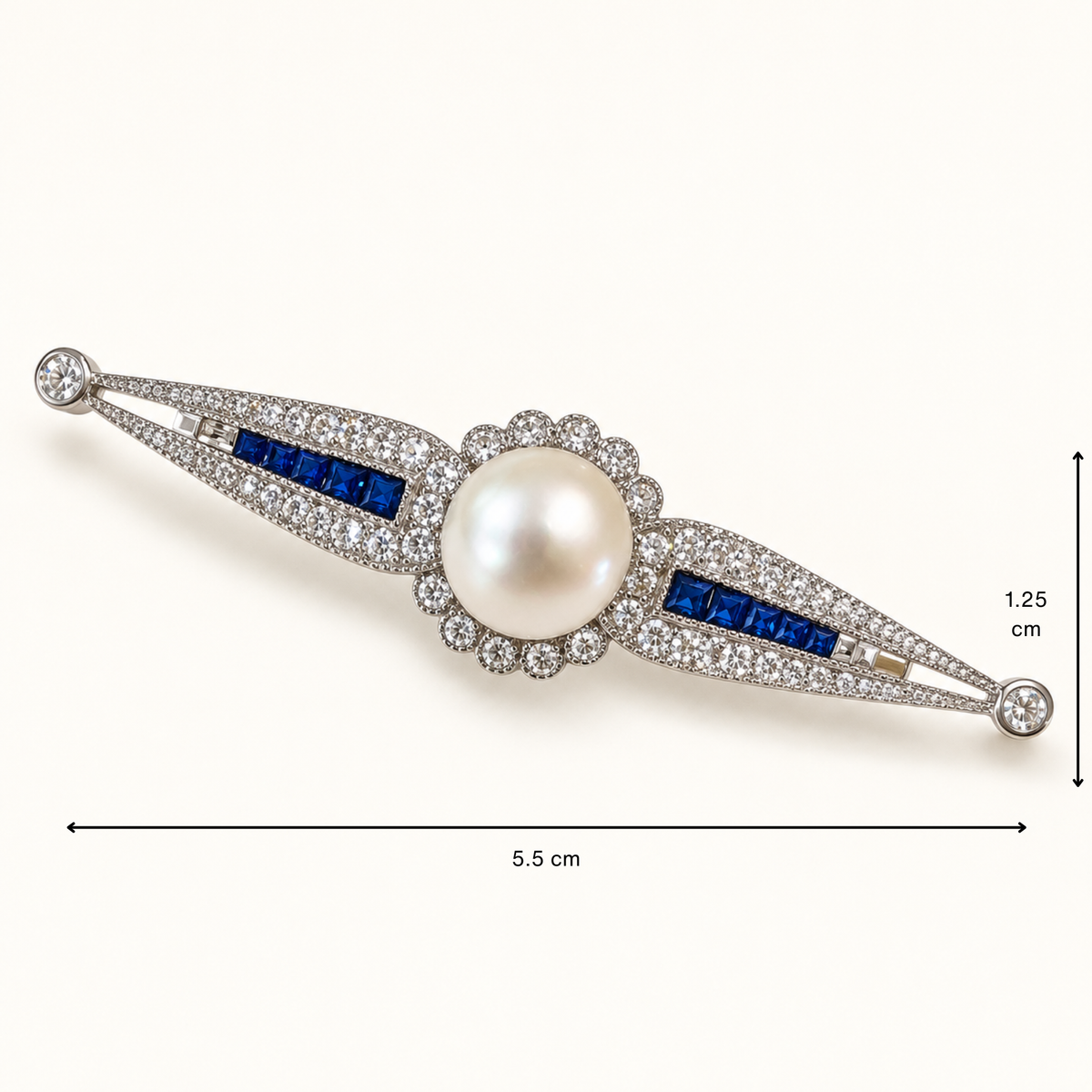 RENO Zircon and Pearl Stock Pin or Bar Brooch