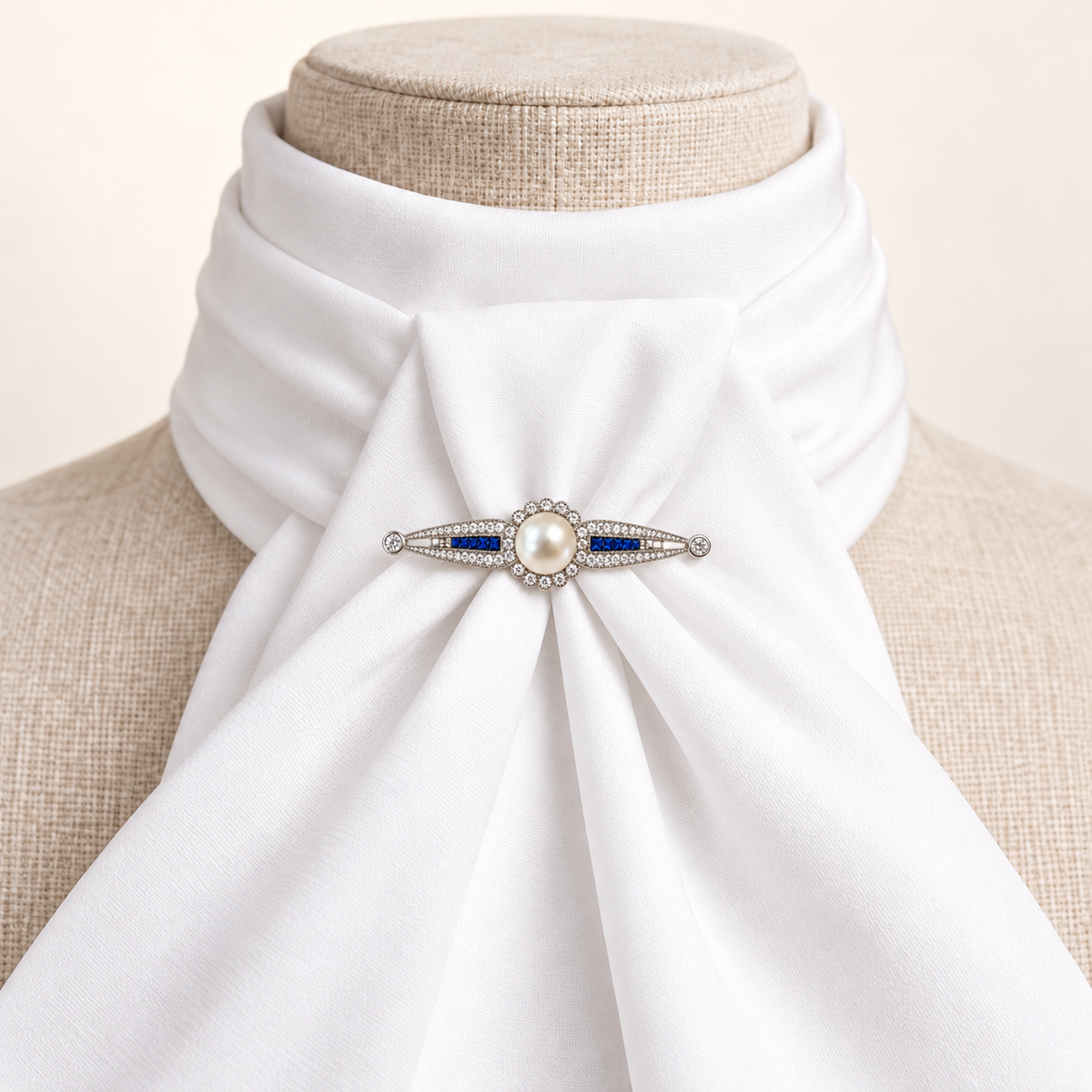 RENO Zircon and Pearl Stock Pin or Bar Brooch