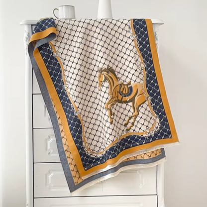 LAHORE Horse design, Cashmere Blend Pashmina/Shawl - 180 x 65 cms