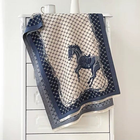 LAHORE Horse design, Cashmere Blend Pashmina/Shawl - 180 x 65 cms