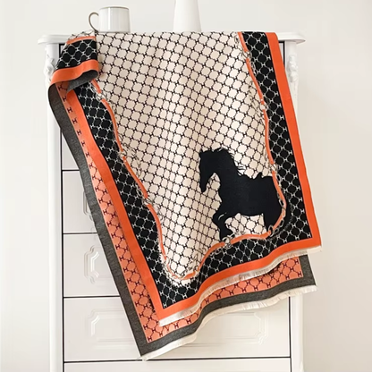 LAHORE Horse design, Cashmere Blend Pashmina/Shawl - 180 x 65 cms