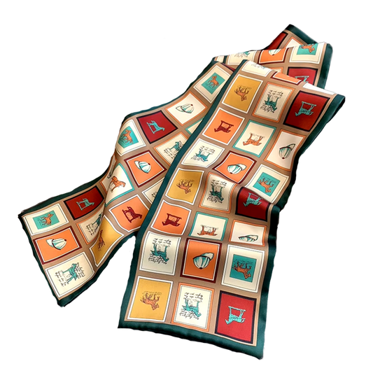 LEEDS Horse Design Silk Look Satin Skinny Scarf - 145 X 13 cm