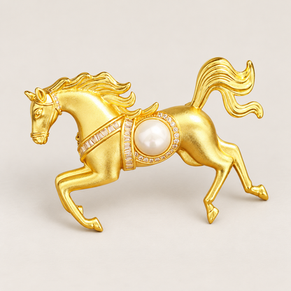 LEONTINE Antique Gold, Zircon & Freshwater Pearl Brooch