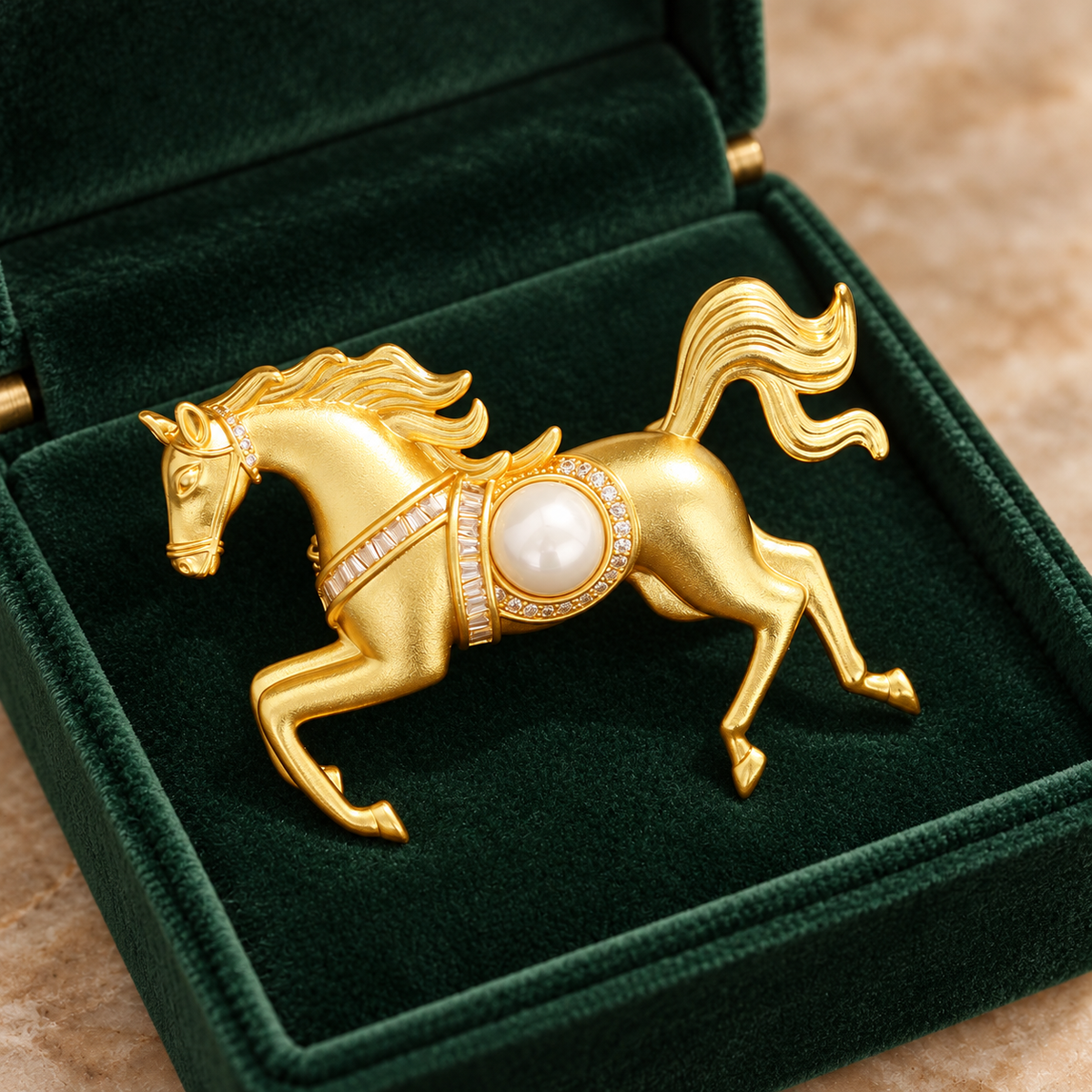 LEONTINE Antique Gold, Zircon & Freshwater Pearl Brooch