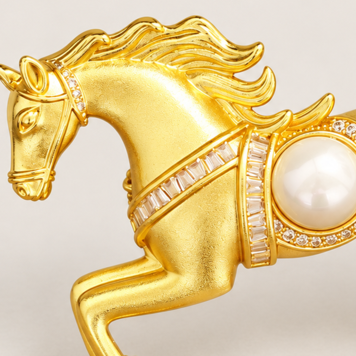 LEONTINE Antique Gold, Zircon & Freshwater Pearl Brooch