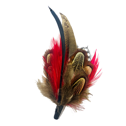 LEWES Genuine Pheasant Feather Hat Plume with Brooch Pin