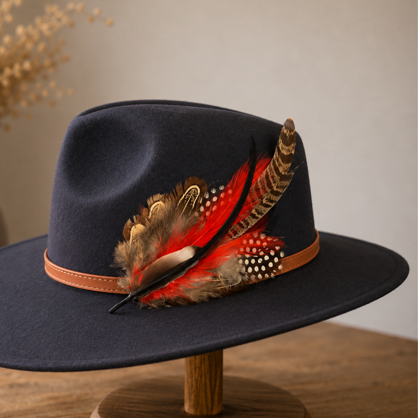 LEWES  Natural  Feather Hat Plume with Brooch Pin