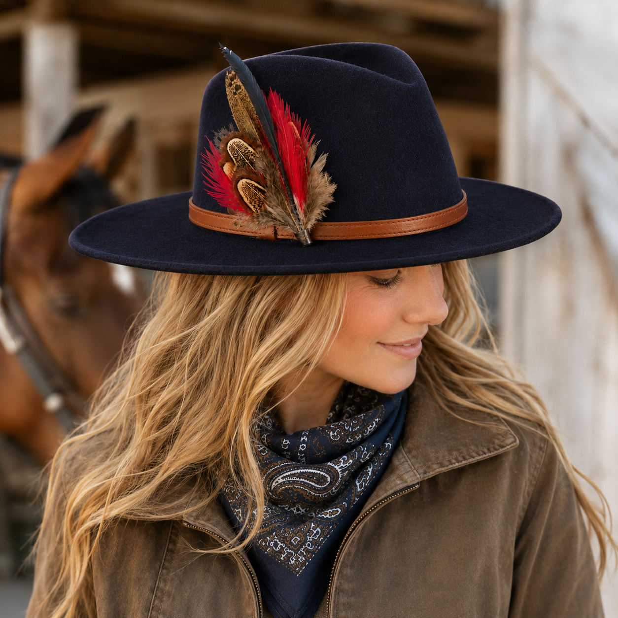 LEWES  Natural  Feather Hat Plume with Brooch Pin