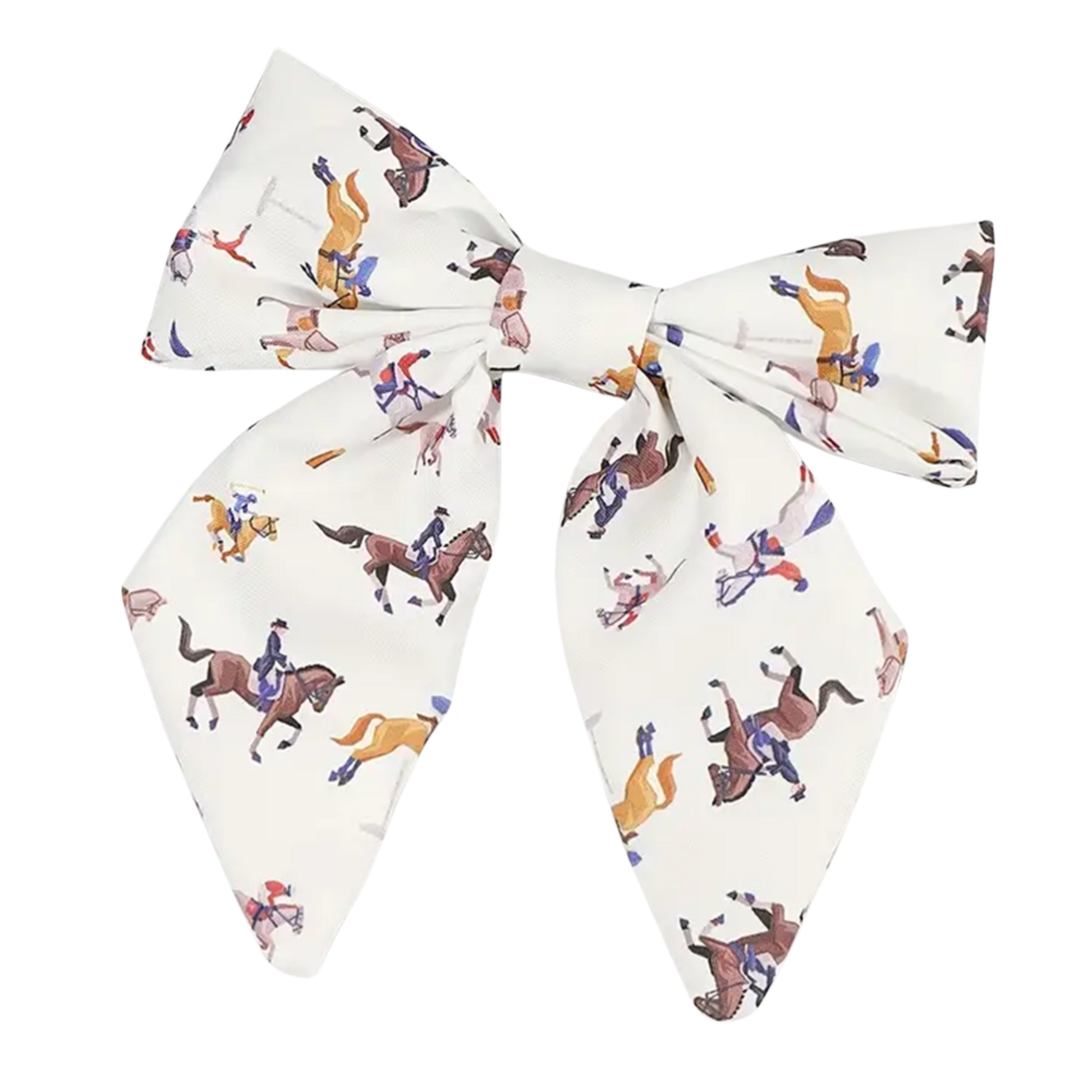 Large bow with equestrian pattern on a white background