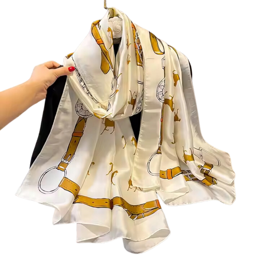 LILY Horse Design, Man-Made Silk Chiffon Scarf - 180 x 90cms