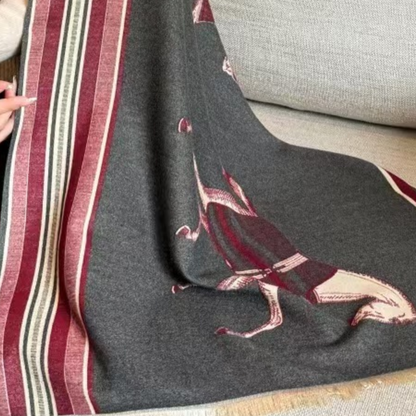ALAINE Equestrian Pashmina Scarf | Horse Design Shawl 180 × 65 cm