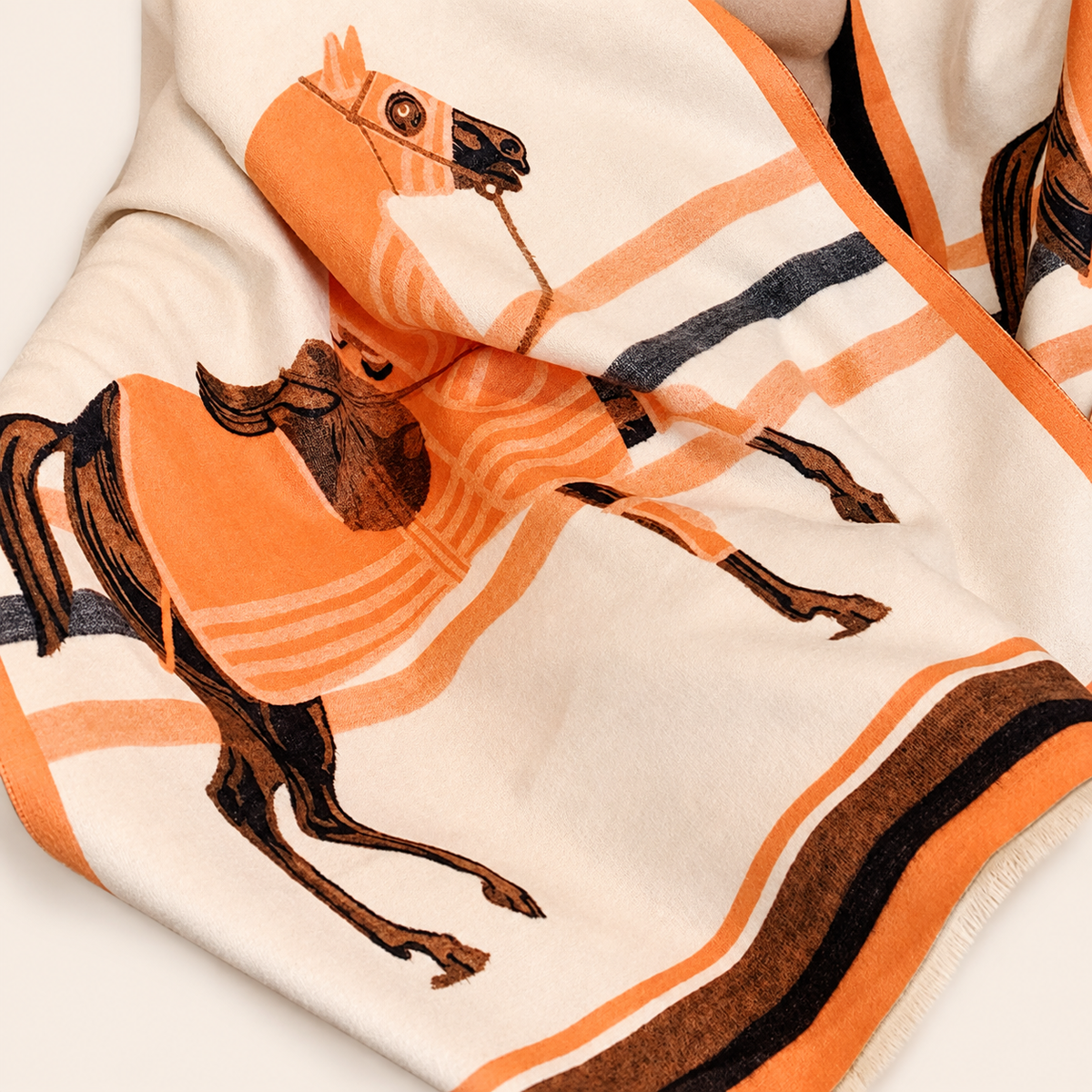 LYNETTE Equestrian Pashmina Scarf | Horse Design Shawl 180 × 65 cm
