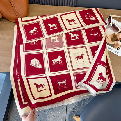 MADDIE Horse design, Cashmere Blend Pashmina/Shawl - 180 x 65 cms