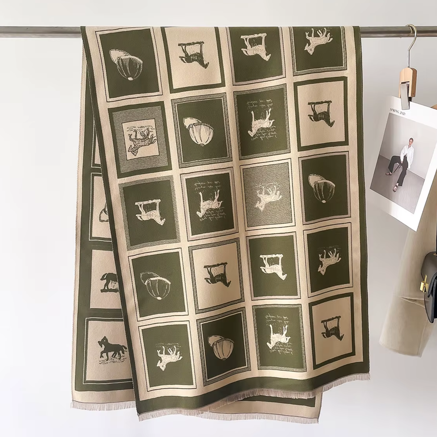 MADDIE Horse design, Cashmere Blend Pashmina/Shawl - 180 x 65 cms