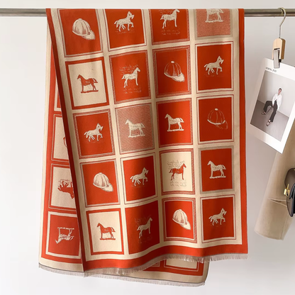 MADDIE Horse design, Cashmere Blend Pashmina/Shawl - 180 x 65 cms