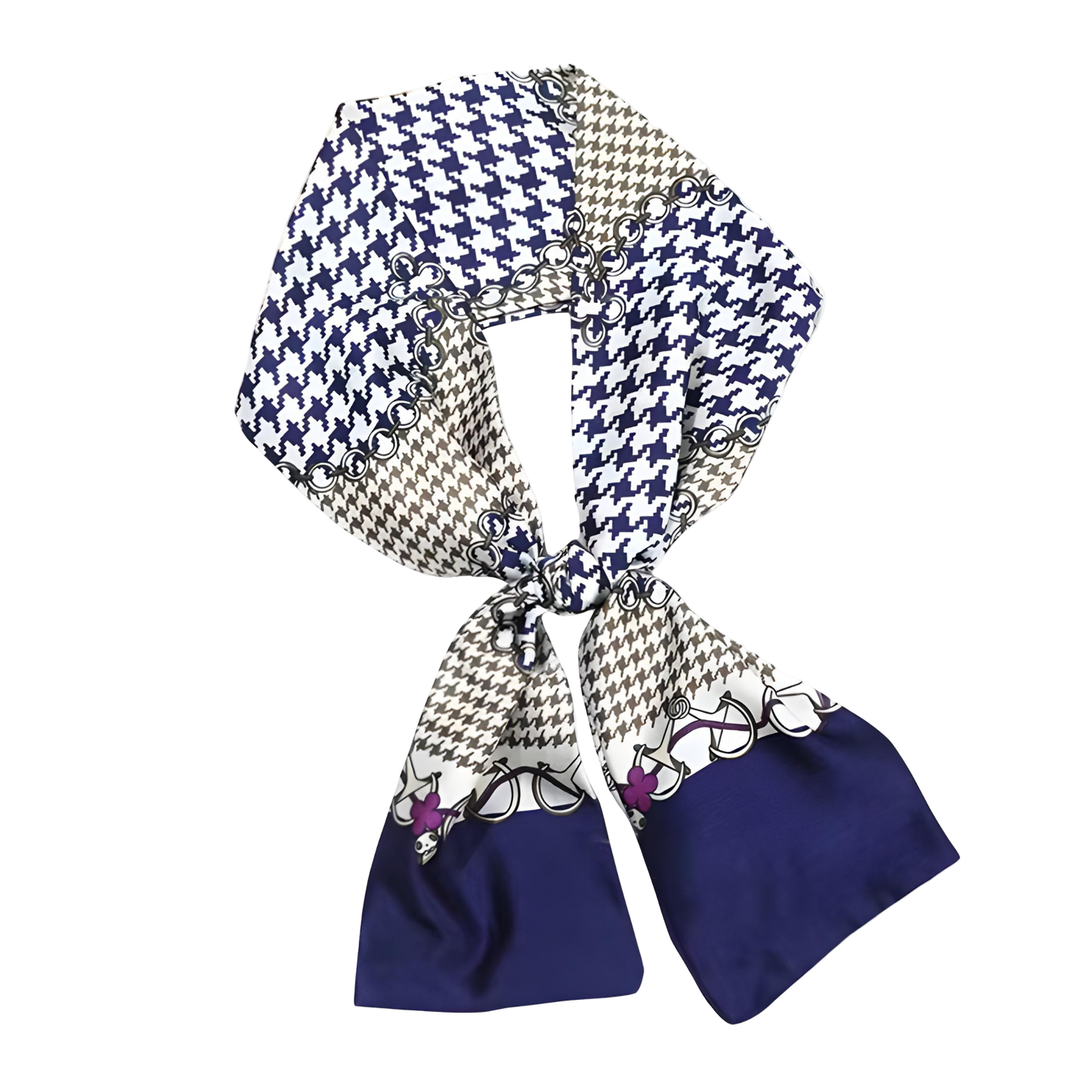 MAGGIE Horse Design Silk Look Satin Skinny Scarf - 145 X 13 cms