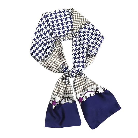 MAGGIE Horse Design Silk Look Satin Skinny Scarf - 145 X 13 cms