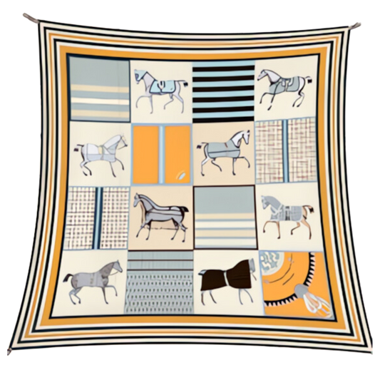 MARIANNE 90 Horse Design Premium Twill Scarf - 90 x 90 cms
