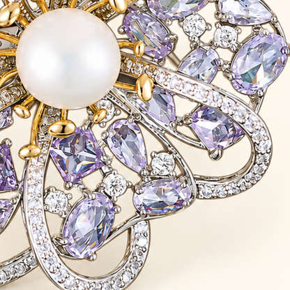 MARLA Zircon and Freshwater Pearl Brooch