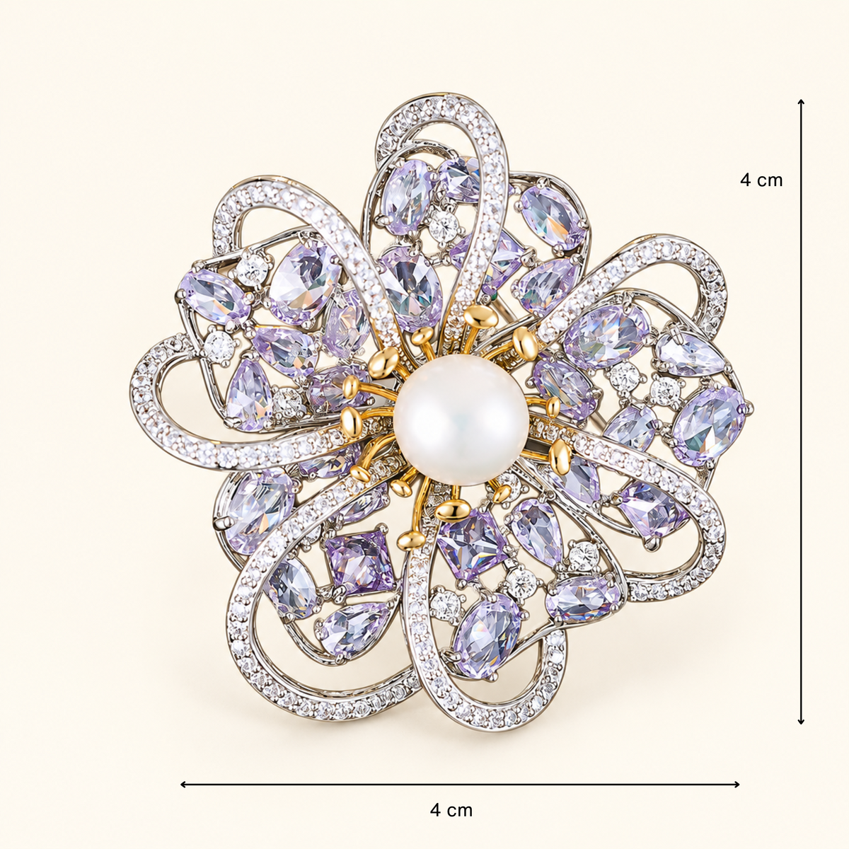 MARLA Zircon and Freshwater Pearl Brooch