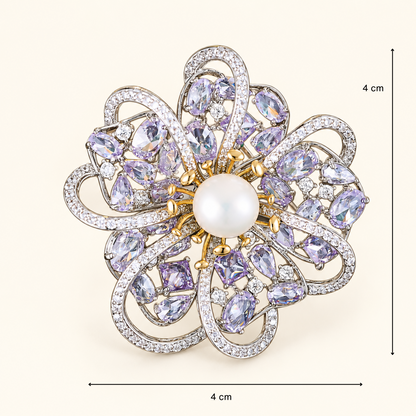 MARLA Zircon and Freshwater Pearl Brooch