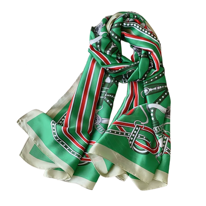 MARLA Horse Design, Man-Made Silk Chiffon Scarf - 180 x 90 cms