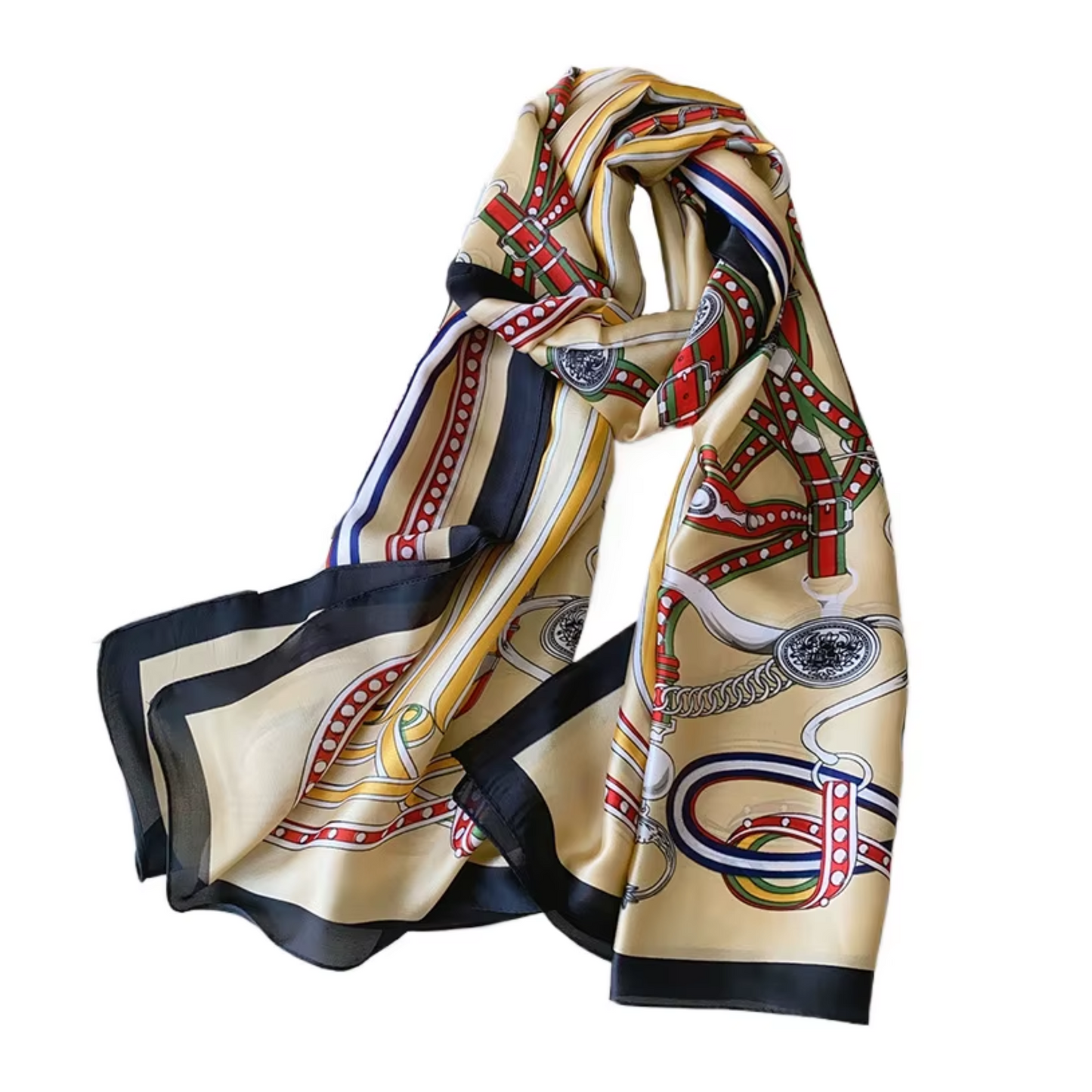 MARLA Horse Design, Man-Made Silk Chiffon Scarf - 180 x 90 cms