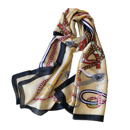 MARLA Horse Design, Man-Made Silk Chiffon Scarf - 180 x 90 cms