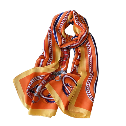 MARLA Horse Design, Man-Made Silk Chiffon Scarf - 180 x 90 cms