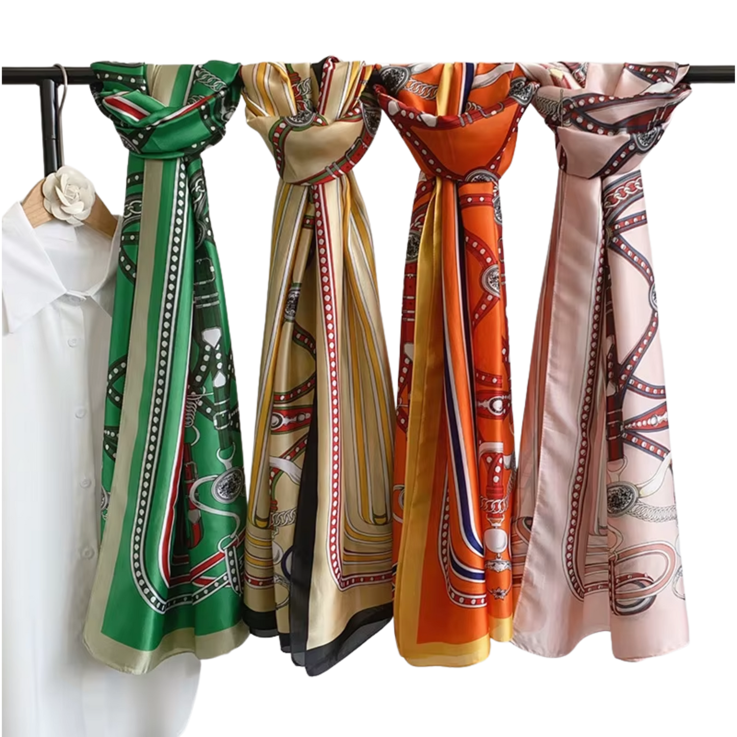 MARLA Horse Design, Man-Made Silk Chiffon Scarf - 180 x 90 cms