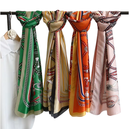 MARLA Horse Design, Man-Made Silk Chiffon Scarf - 180 x 90 cms