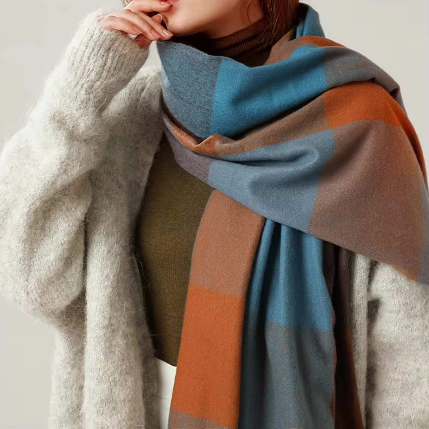 MARLOW Oversized, Cashmere Feel Plaid Scarf - 180 x 70 cms